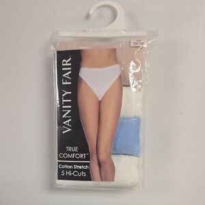 Vanity Fair Women's Hi-Cut Cotton Stretch Panties - White, Blue, Beige